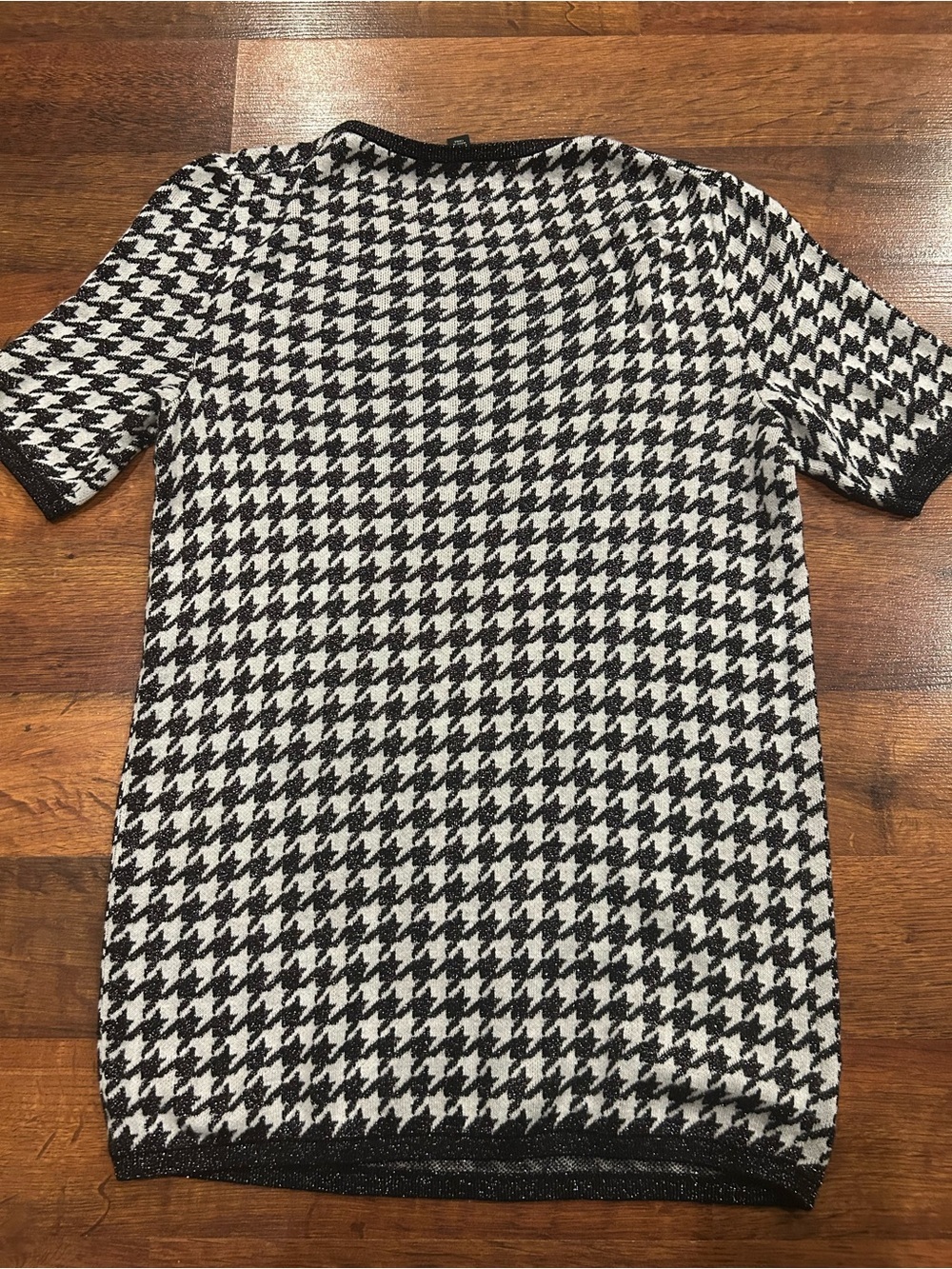 Ann Taylor Womens Pullover Short Sleeve Shimmer Houndstooth Sweater Tee Medium - Picture 5 of 5